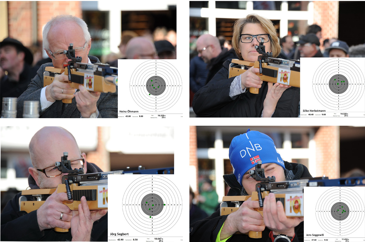 Für Ergebnisdetails bitte auf das Bild klicken. Oben links: Bürgermeister Heinz Öhmann; oben rechts: Silke Herbstmann; unten links: Jörg Segbert; unten rechts: Jens Seggewiß